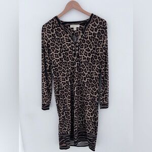 Micheal kors Leopard Print Long Sleeve Dress size medium